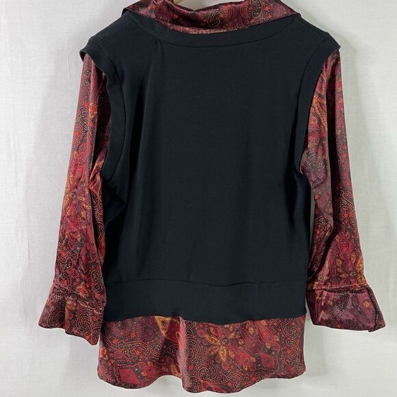 Susan Lawrence 2-in-1 Sweater Vest Satin Blouse Top - Medium - Picture 3 of 8
